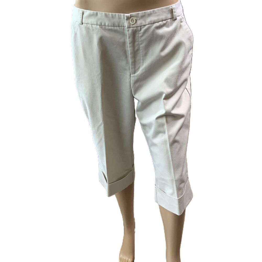 Dockers White Cuffed Hem Stretch Capri Pants Coastal Grandma Preppy Aesthetic 10